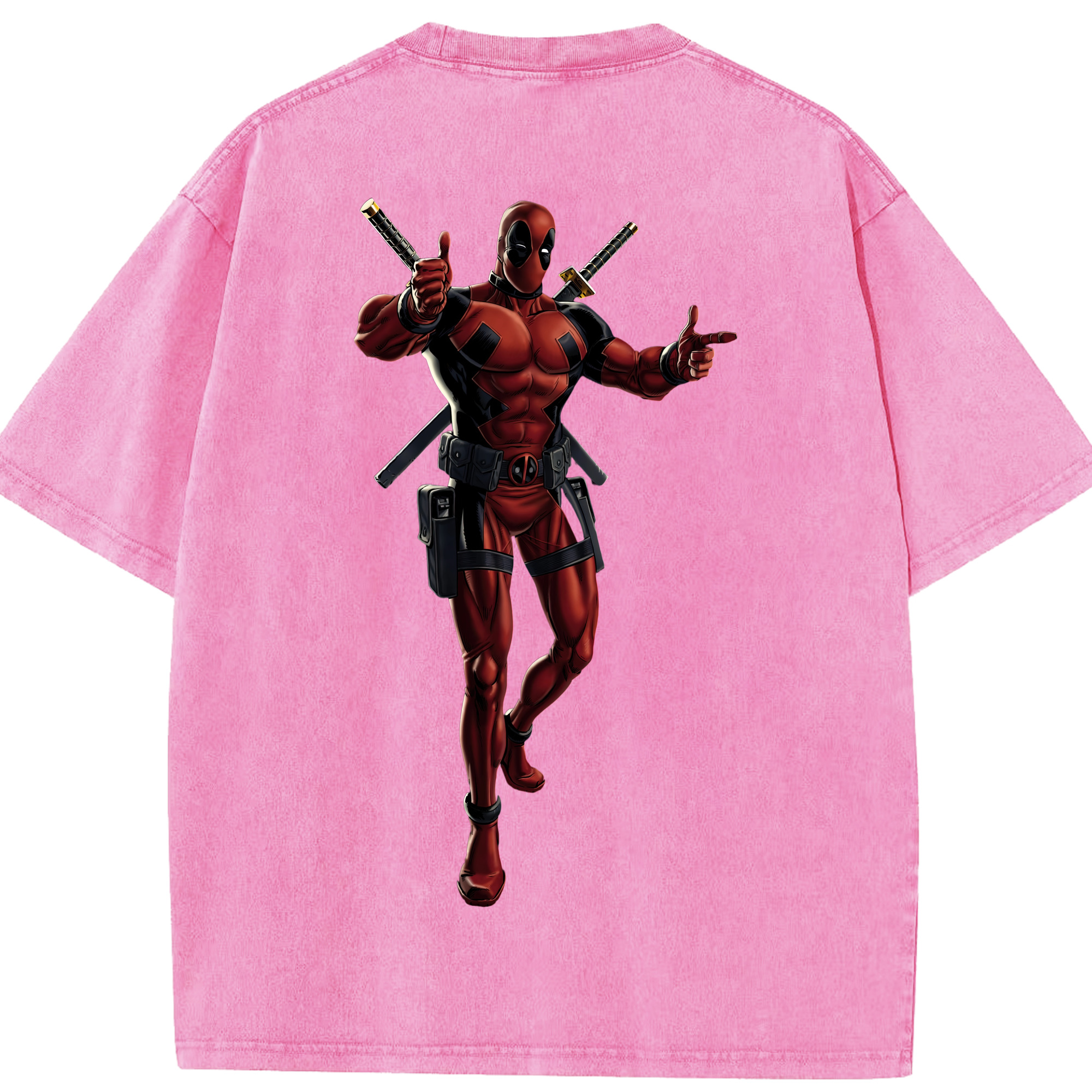 （画像用） Deadpool デッドプール 綿100% ヴィンテージ風 半袖Tシャツ（背面プリント）